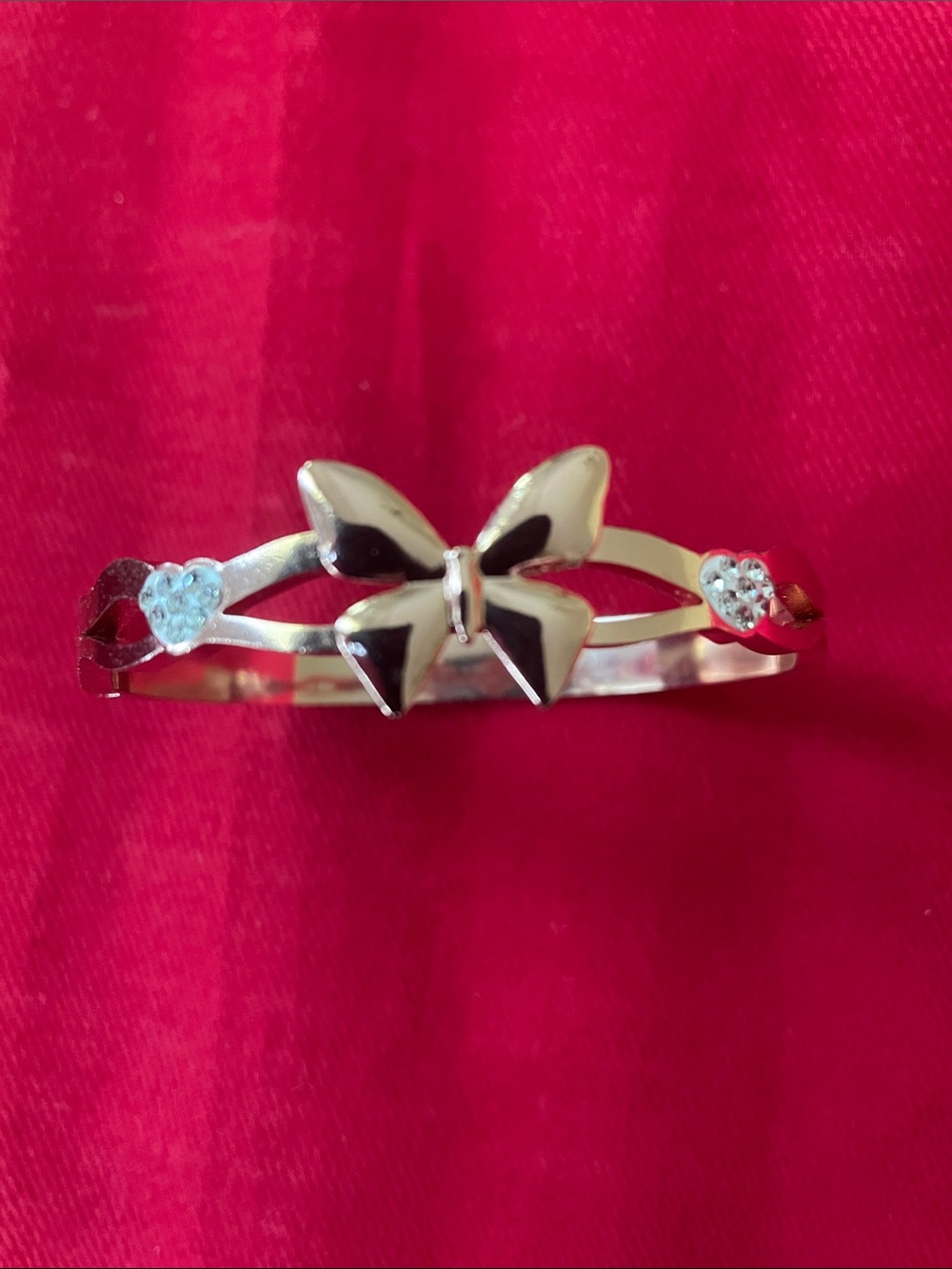 Rose Gold Butterfly Accent Bangle Bracelet